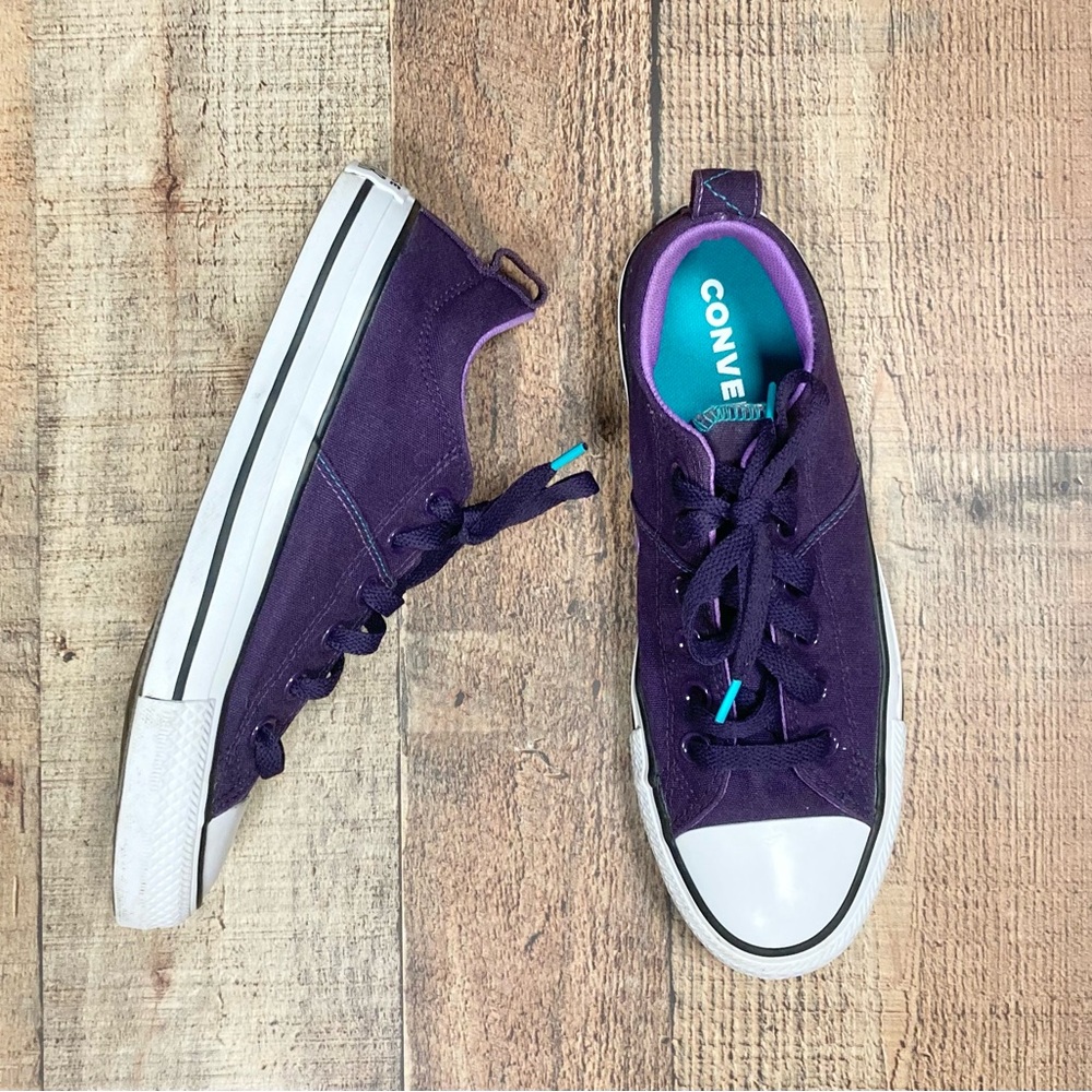 Converse All Star Low Top Purple Canvas Teal Accents Sneakers 654341F